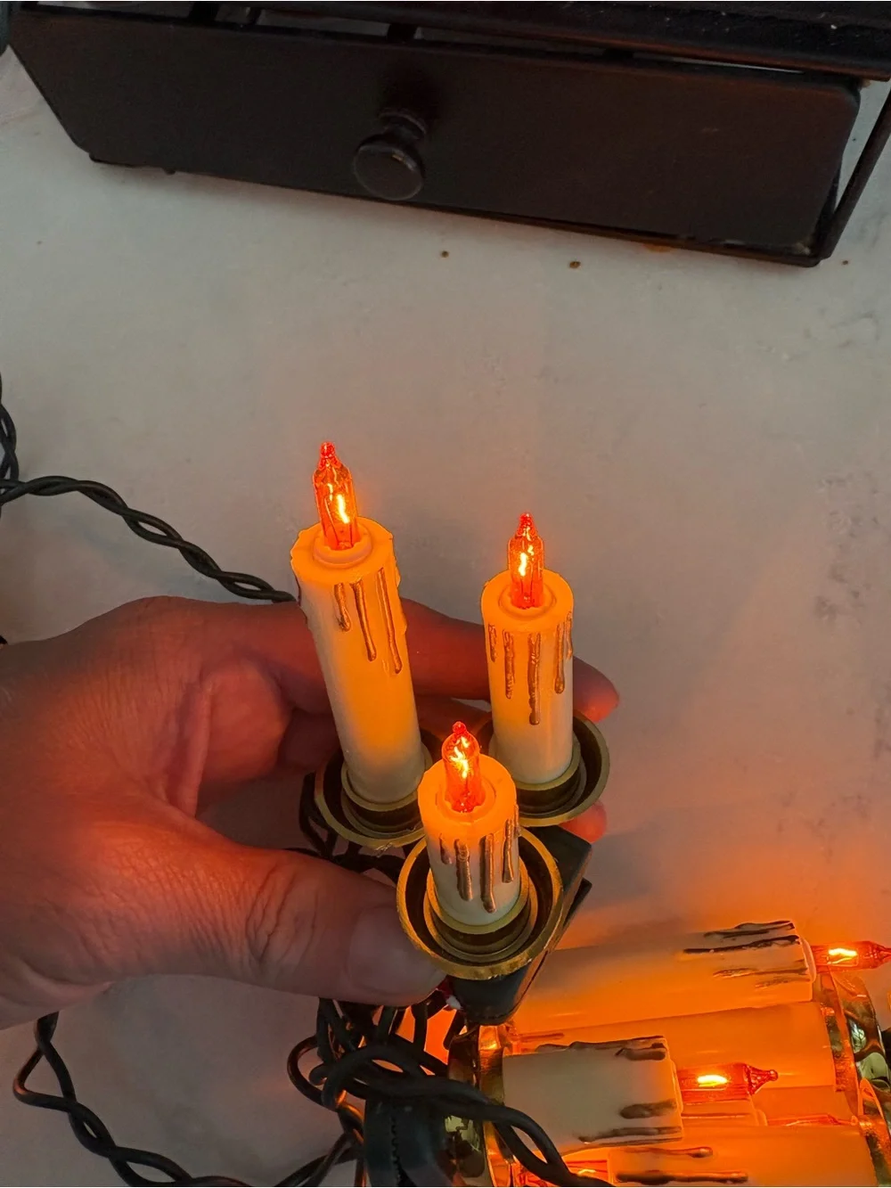 Vintage-Style Orange Candle String Lights - Unbranded